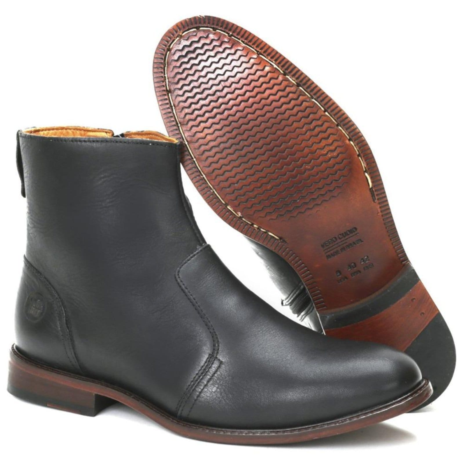 Bota Coturno Masculina Couro Look Stock Marrom Confort