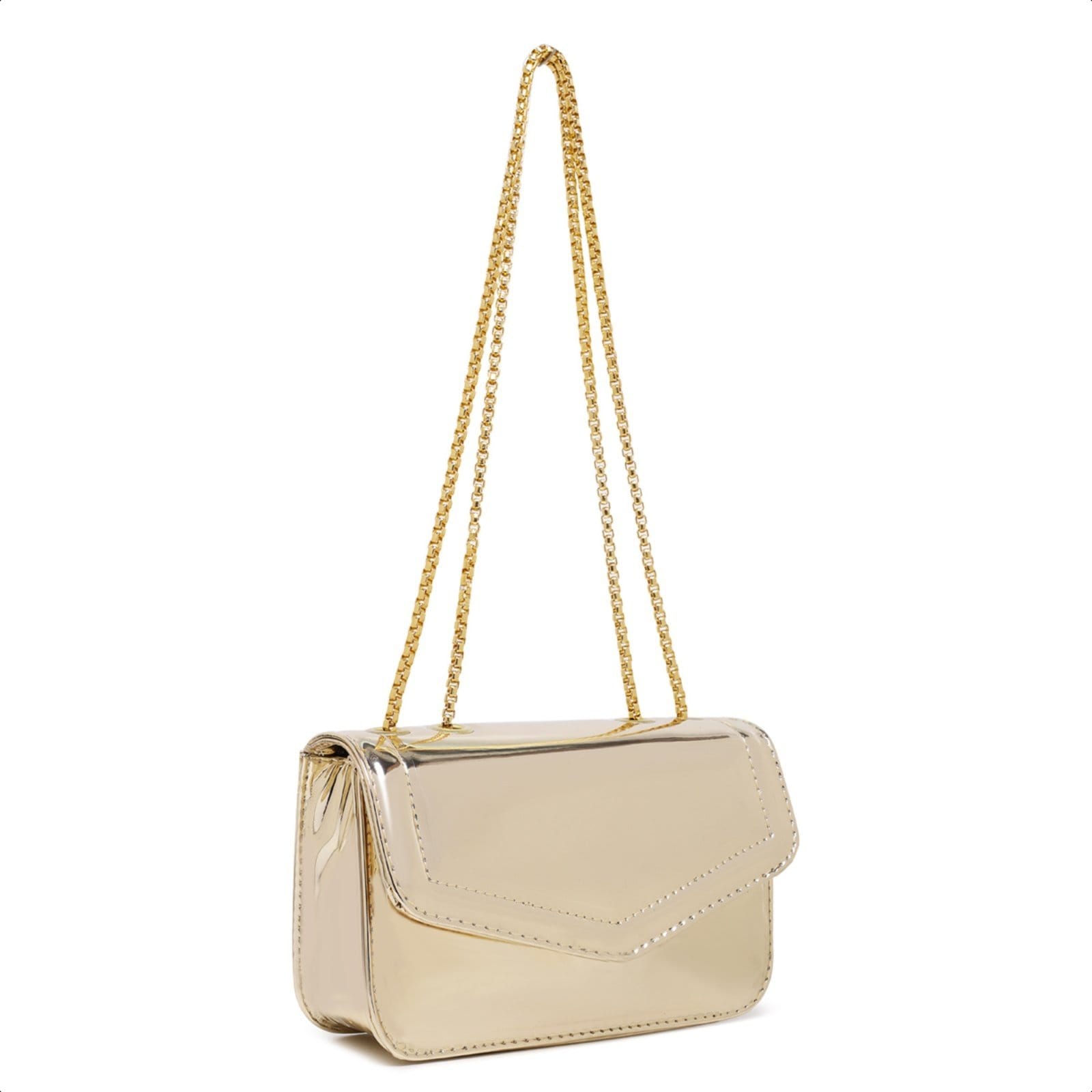 Vista 2 Bolsa Feminina Pequena Clutch De Ombro De Mão Alça Corrente Dourada Espelhado CARMELO SHOES dourado