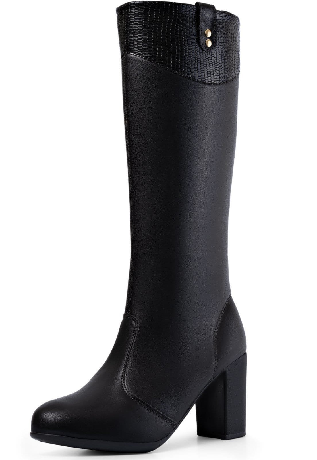 Bota Feminina Cano Longo Lumiss Salto Bloco Grosso Confortável Moda Blogueira