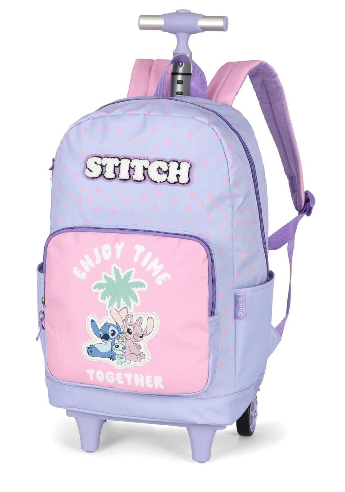 Vista 2 Infantil - Mochila de Rodinhas Média de Costas Stitch Disney Luxcel roxo