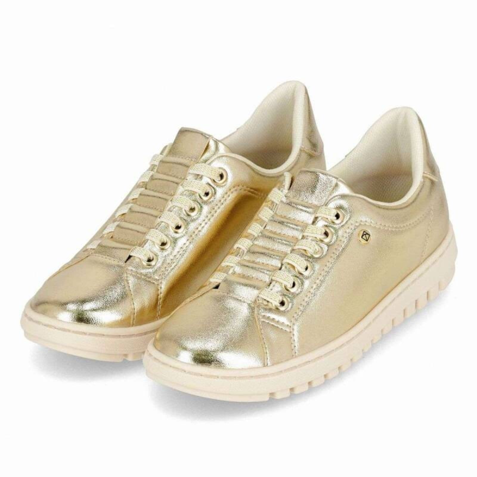 Vista 2 Tenis Piccadilly Casual - Feminino Piccadilly dourado