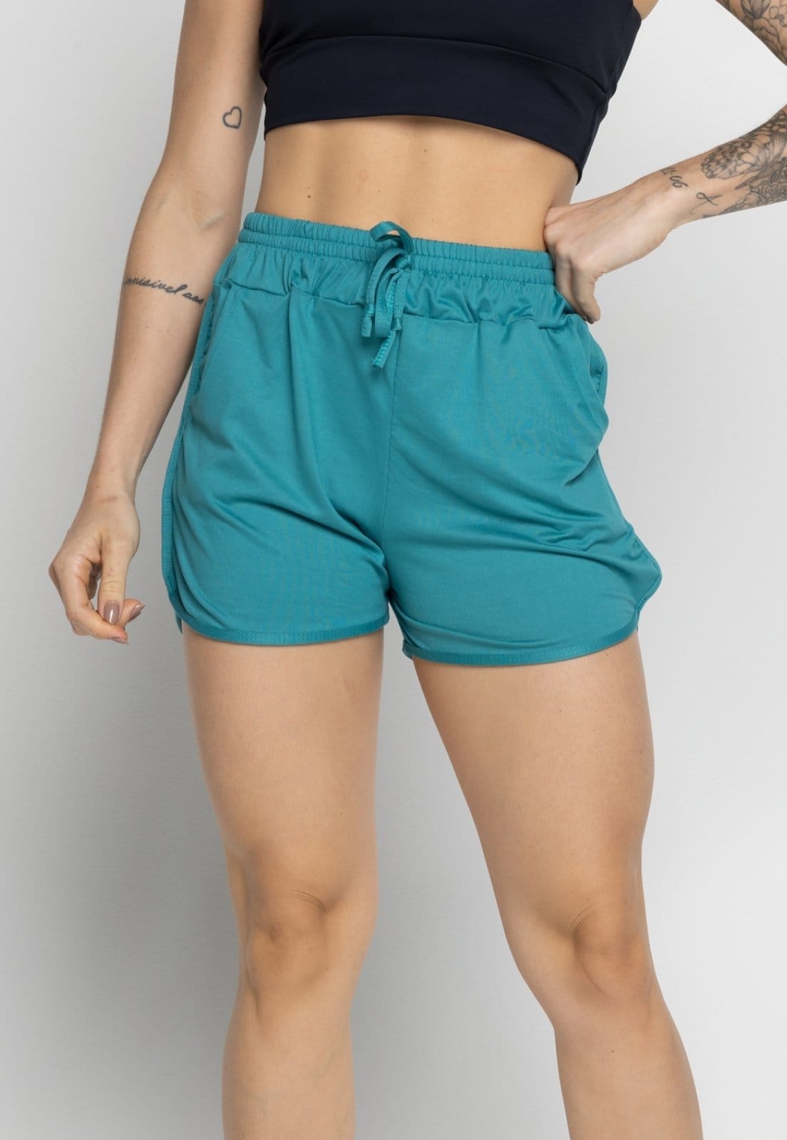 Short Vekyo Com Bolso Feminino Moda Praia Piscina Verão Fitness Água