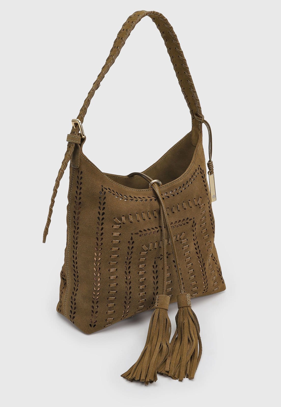 Vista 2 Bolsa Feminina Luiza Barcelos Grande Detalhe Trançado Luiza Barcelos marrom