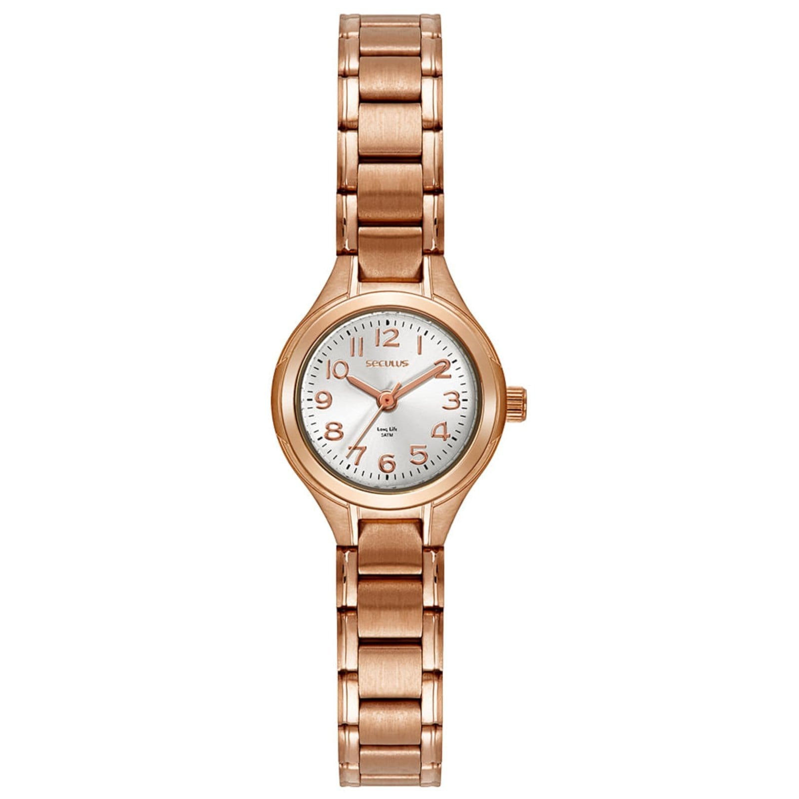 Relógio Seculus Feminino Aço Numeração Completa Rose Gold