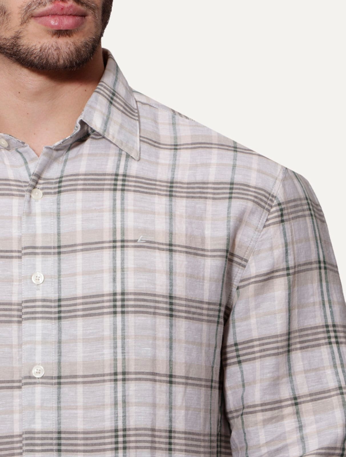 Vista 2 Camisa Ellus Masculina Garden Plaid Classic Anatômica Xadrez Off-White Ellus off-white white