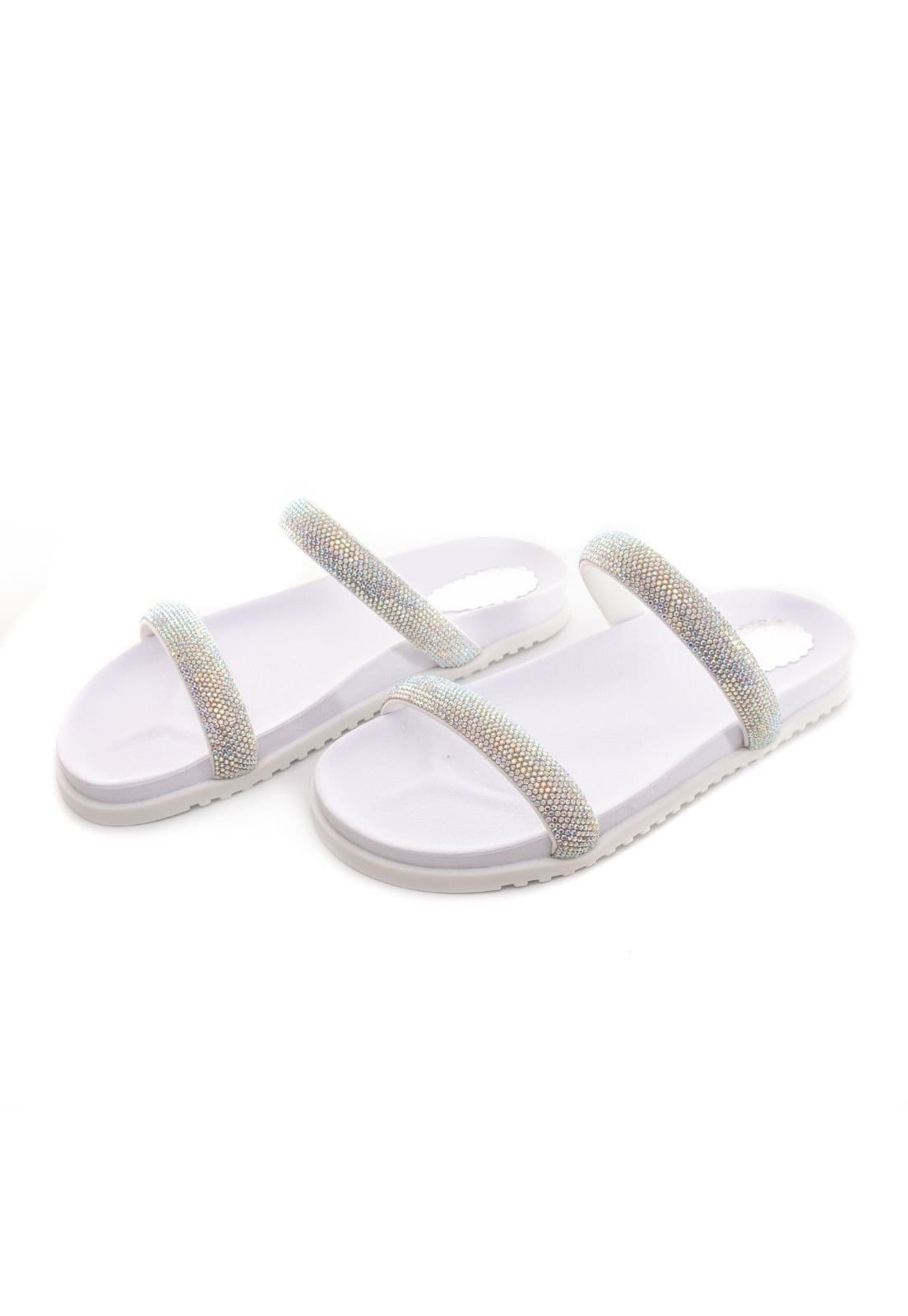 Vista 2 Sandalia Feminina Maria Milão Anatômica Strass Branca Maria Milão branco/off-white