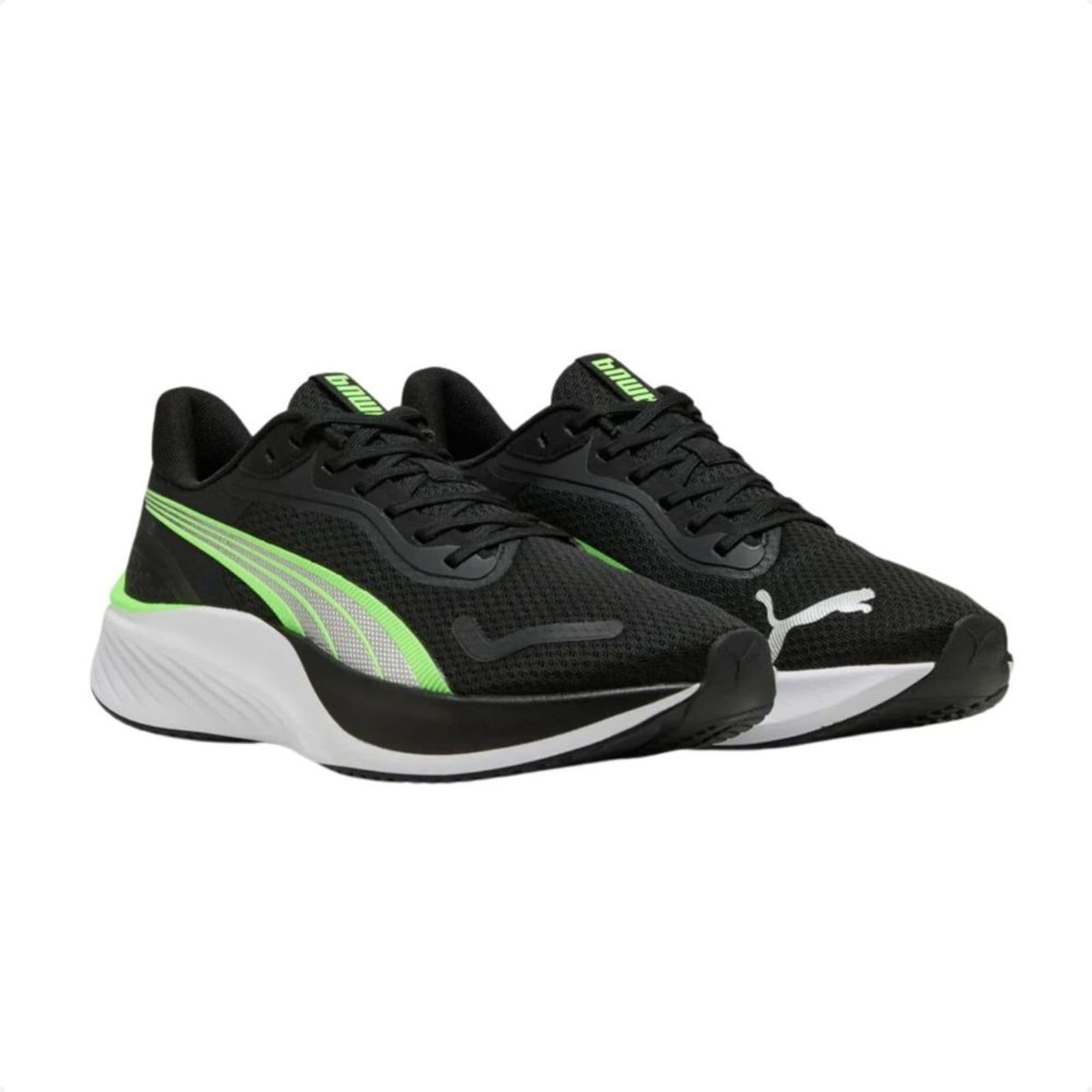 Vista 2 Tênis Running Masculino Puma Pounce Lite Preto E Verde Puma preto verde