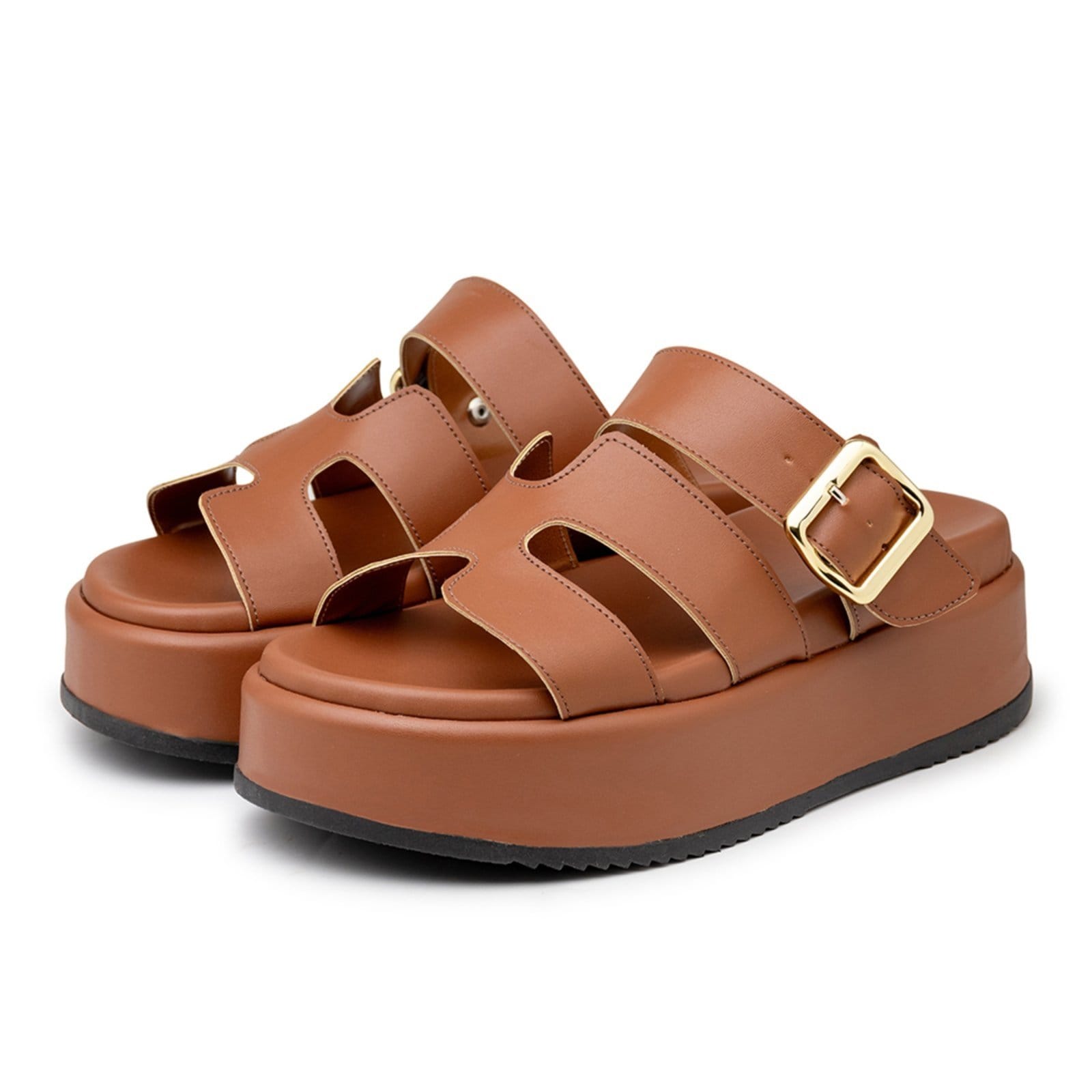 Sandália Feminina Papete Flatform H Tira com Fivela 5301