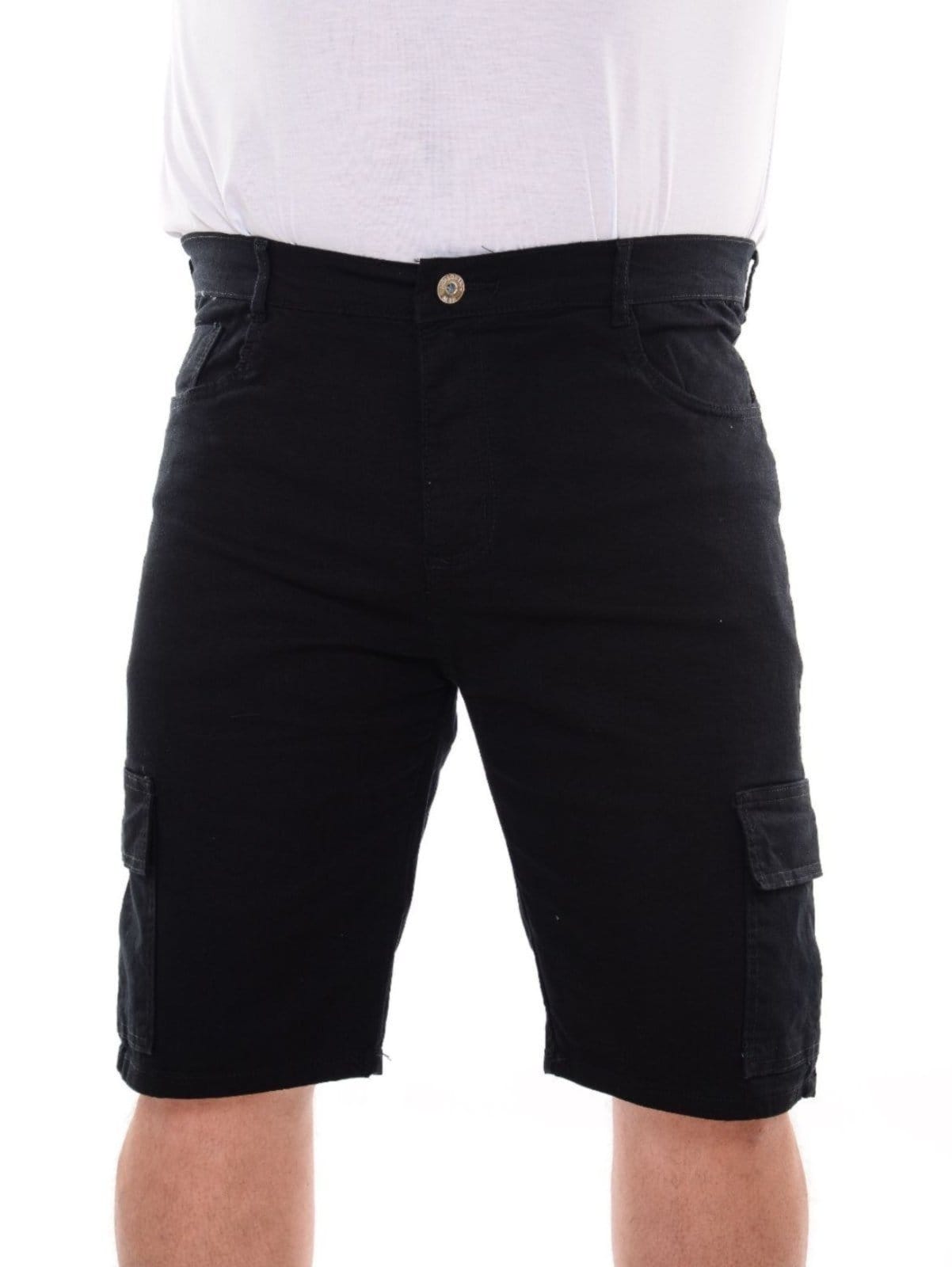 Bermuda Masculina Casual Plus Size Alleppo Jeans Cargo Collor Preta
