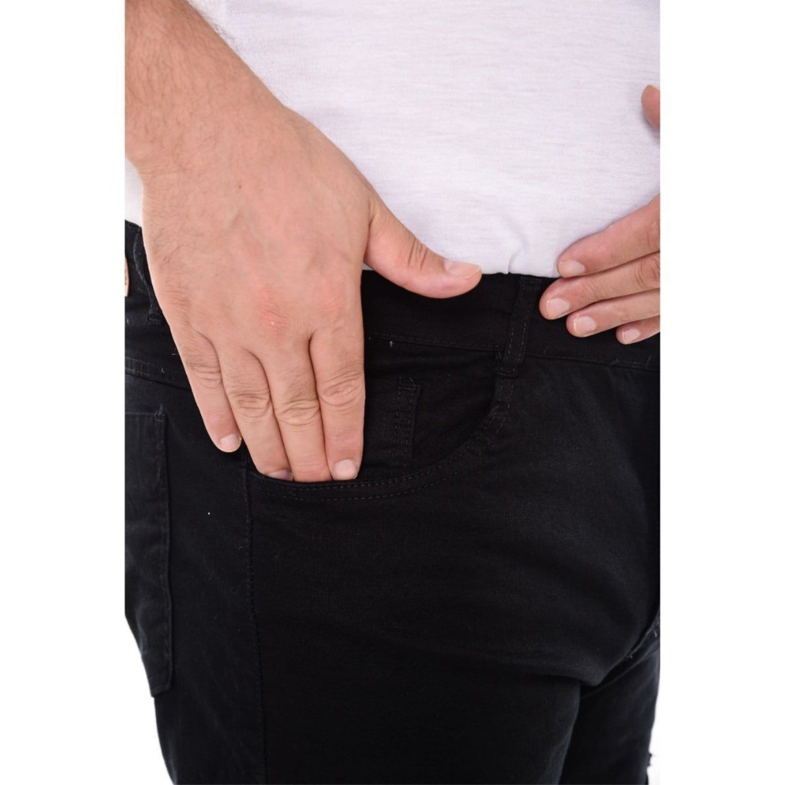 Vista 2 Bermuda Masculina Casual Plus Size Alleppo Jeans Cargo Collor Preta Alleppo Jeans preto