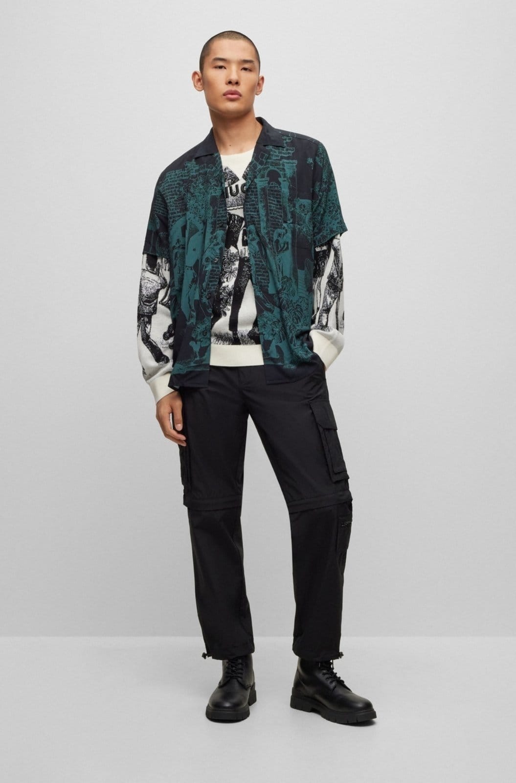 Camisa Relaxada Com Estampa Sazonal Preto - G - L - 2