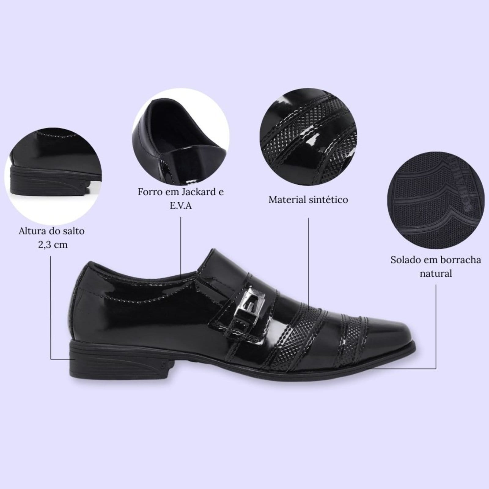 Vista 2 Sapato Social Masculino Sem Cadarço Festa Casamento Noivado Schiareli 803 Schiareli preto