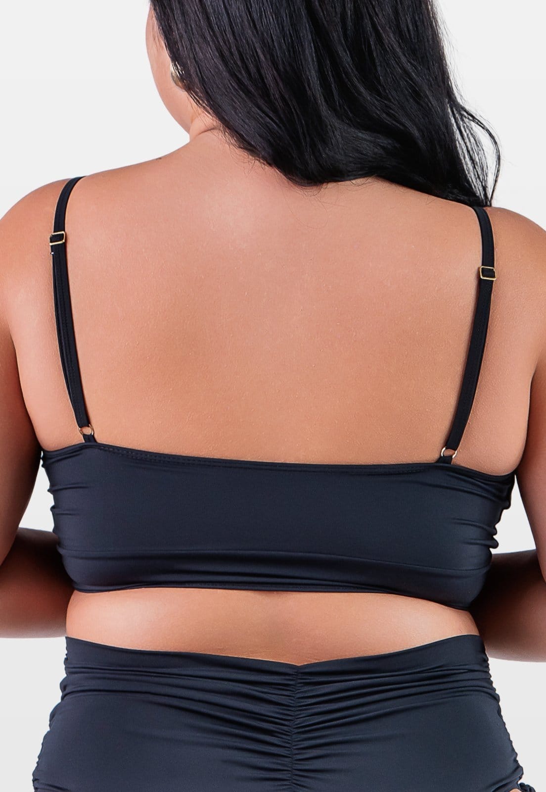 Vista 2 Top Summer Soul Cropped Com Bojo e Franzido Plus Size Summer Soul preto