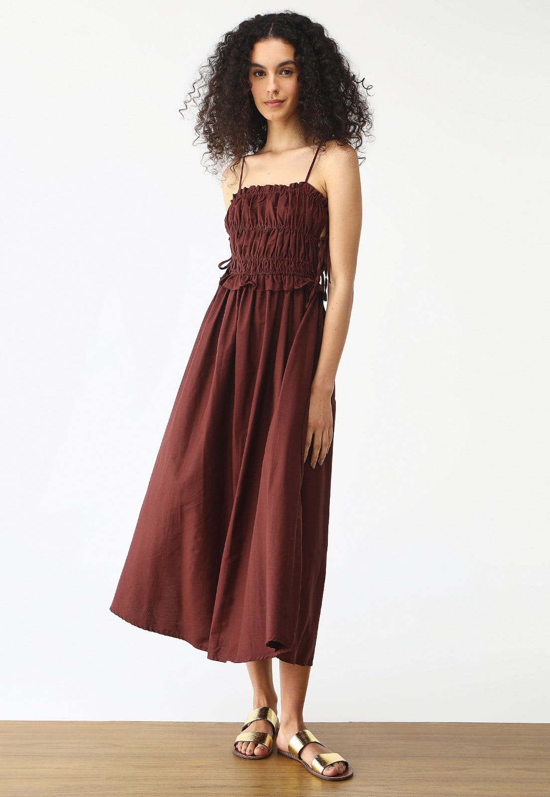 Vestido FARM Midi Amarrações