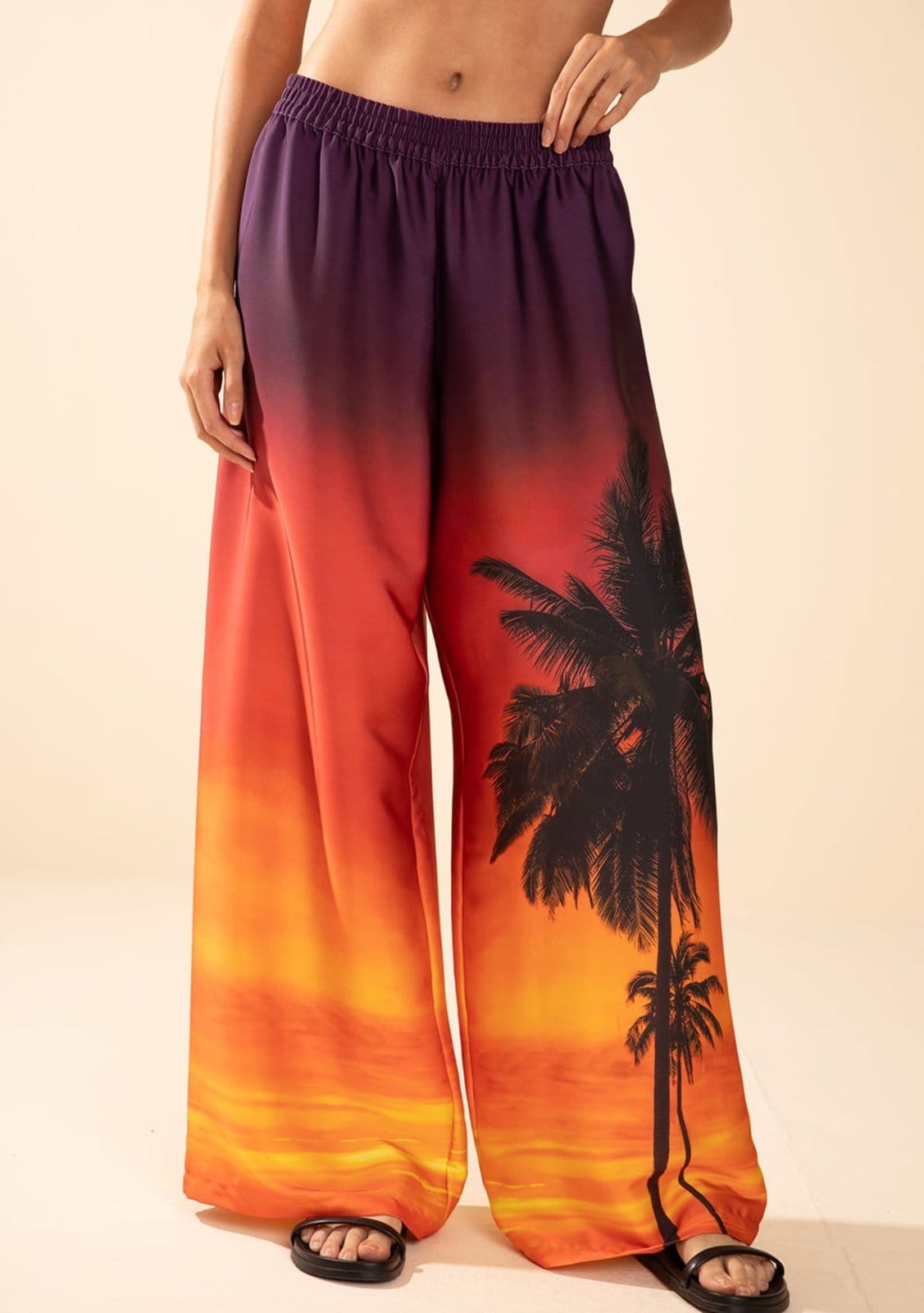 Vista 2 Calça Morena Rosa Reta Média Laranja Morena Rosa laranja rosa