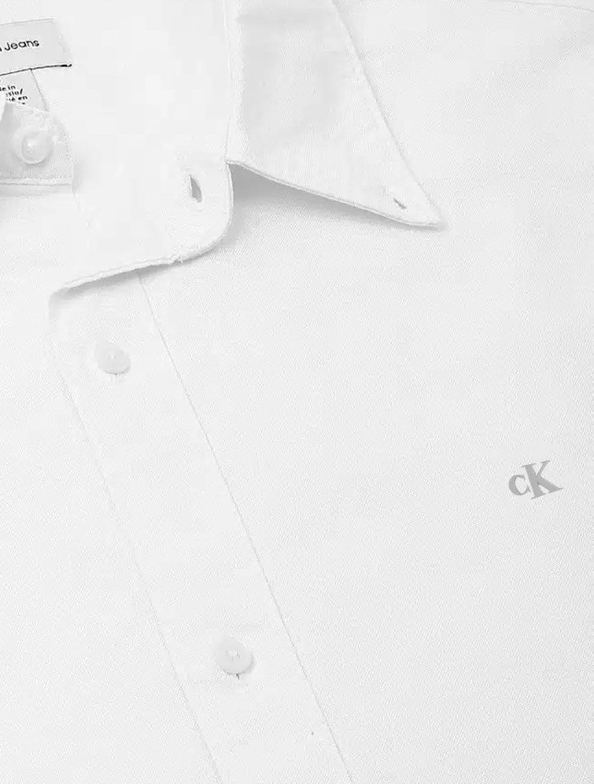 Vista 2 Camisa Calvin Klein Jeans Regular CK Grey Logo Branca Calvin Klein branco grey