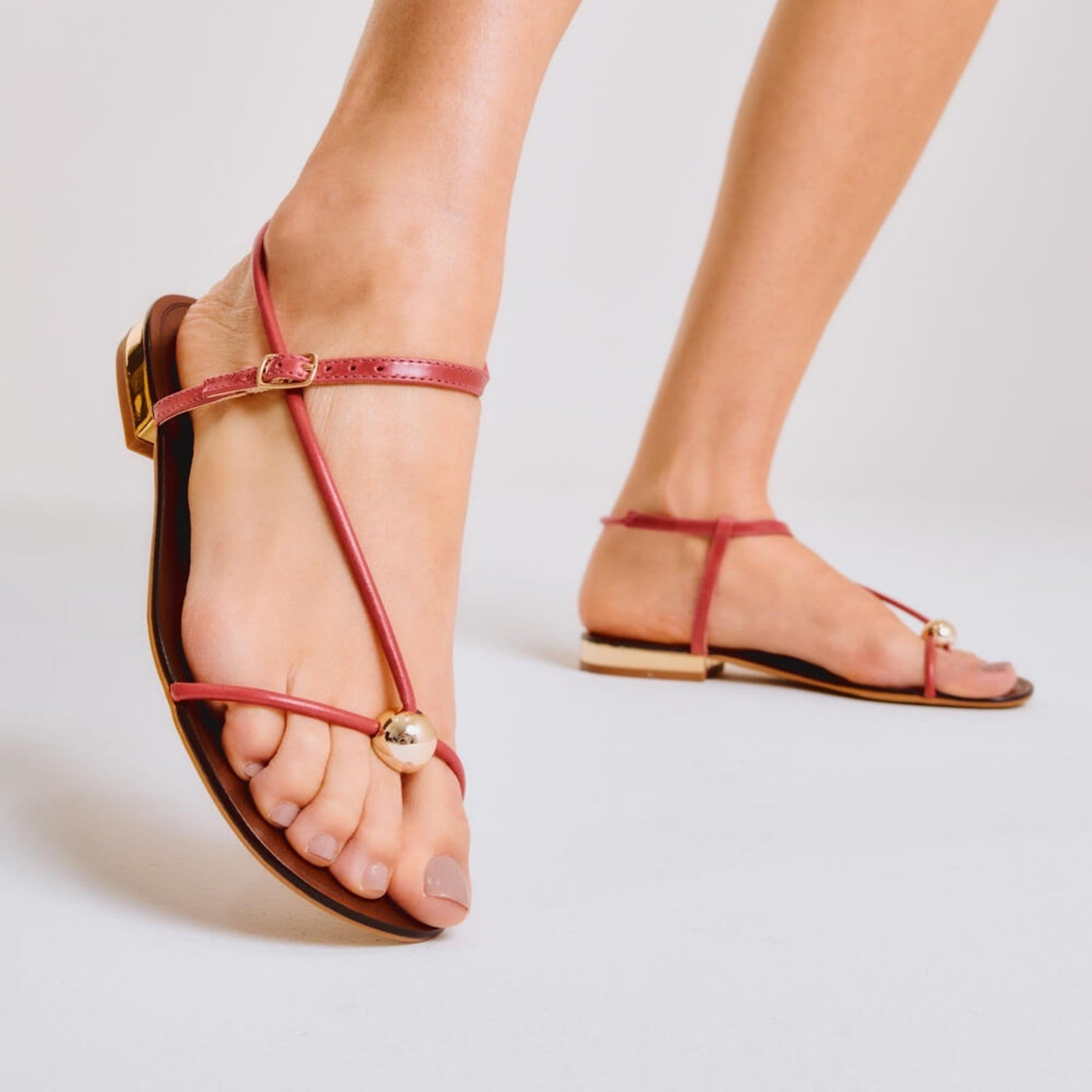 Vista 2 Rasteira Couro Cecconello 2724010-2 Cecconello vermelho