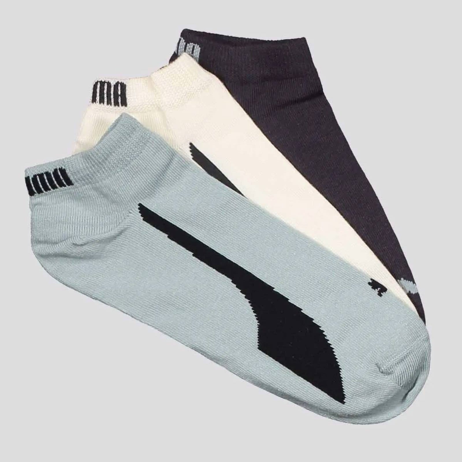 Kit Meia Puma Sapatilha 9 Bege Preta e Verde - 2