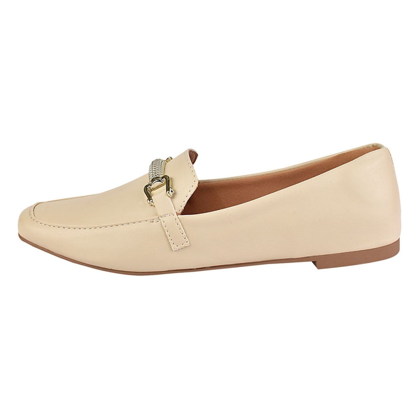 Vista 2 Sapato Feminino Mocassim Donatella Shoes Bico Quadrado Confort Sapatilha Social Off White Donatella Shoes off-white white