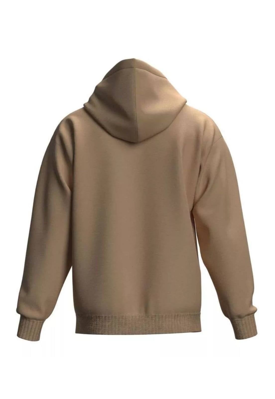 Vista 2 Moletom Forro Flanelado Estampado Com Capuz E Bolso Canguru Blusa De Frio Relaxado bege