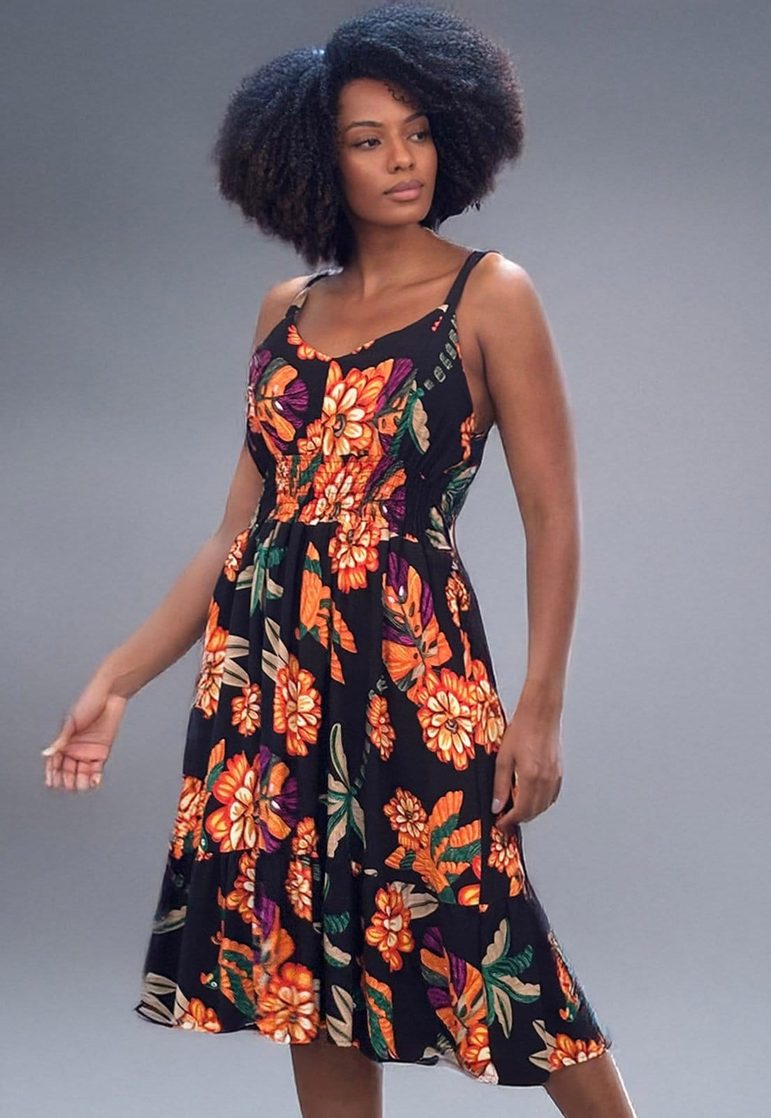 Vestido Amazonia Vital Midi Alça Fina