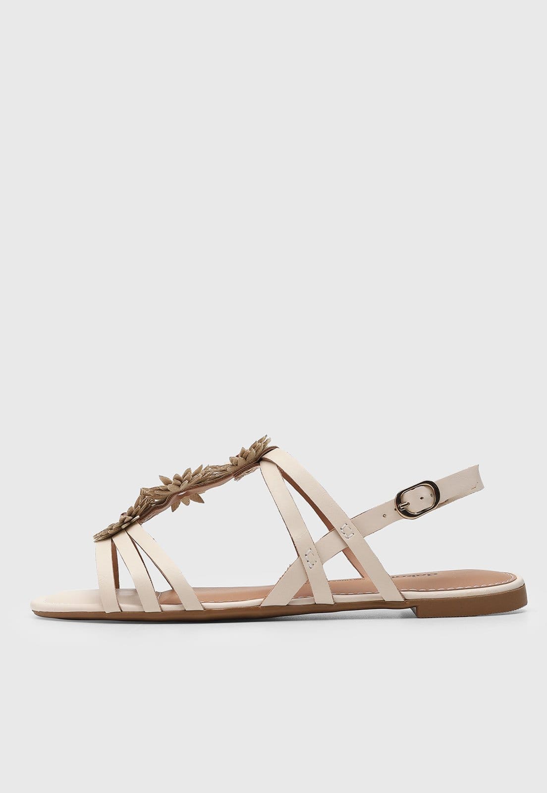 Rasteira Feminina Dakota Detalhe Floral Branca