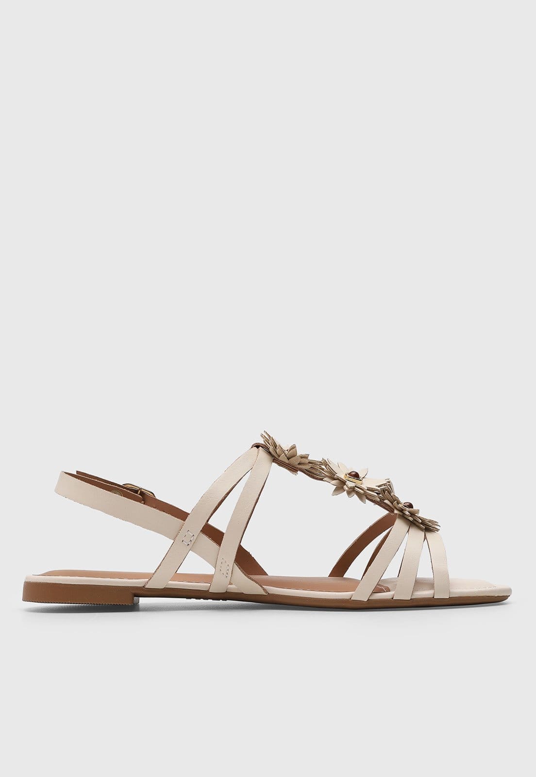 Vista 2 Rasteira Feminina Dakota Detalhe Floral Branca Dakota branco