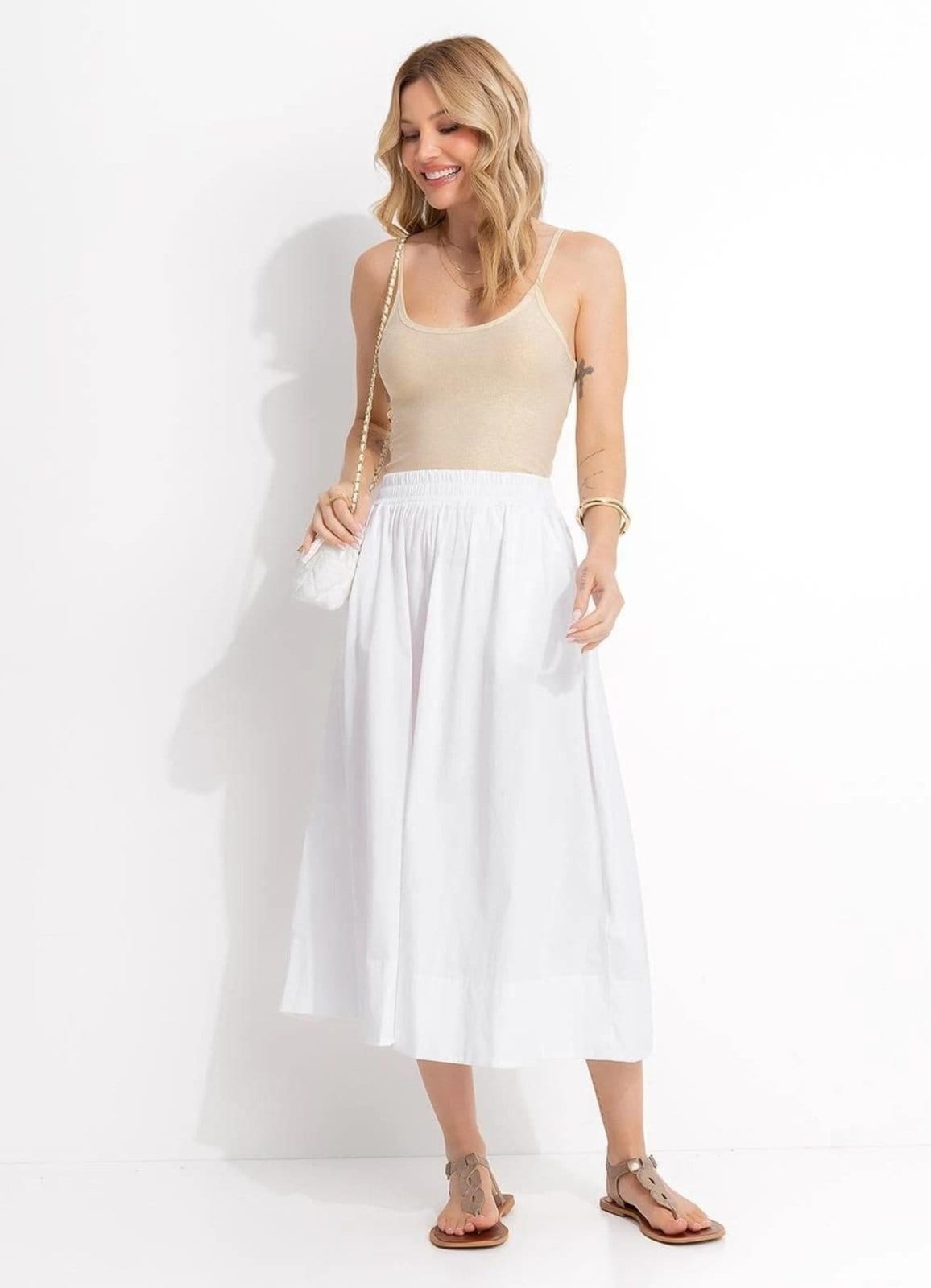 Saia Midi Em Tricoline