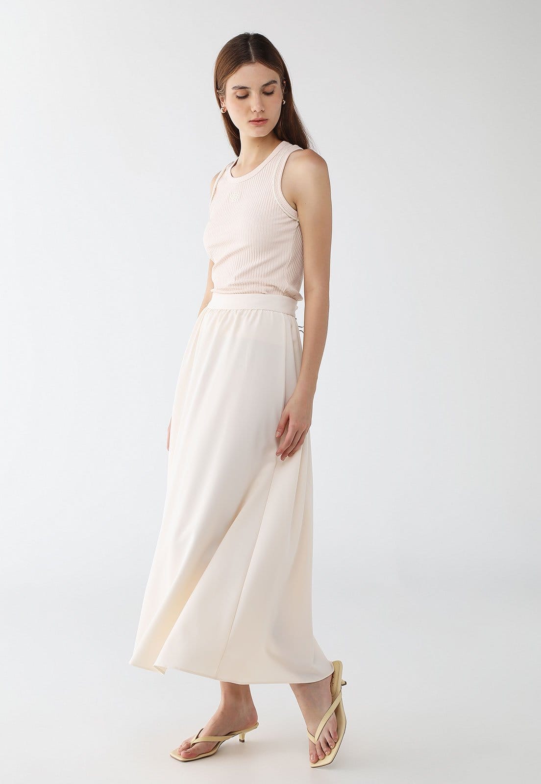 Vista 2 Saia Evasê Feminina My Favorite Super Midi Off-White My Favorite off-white white