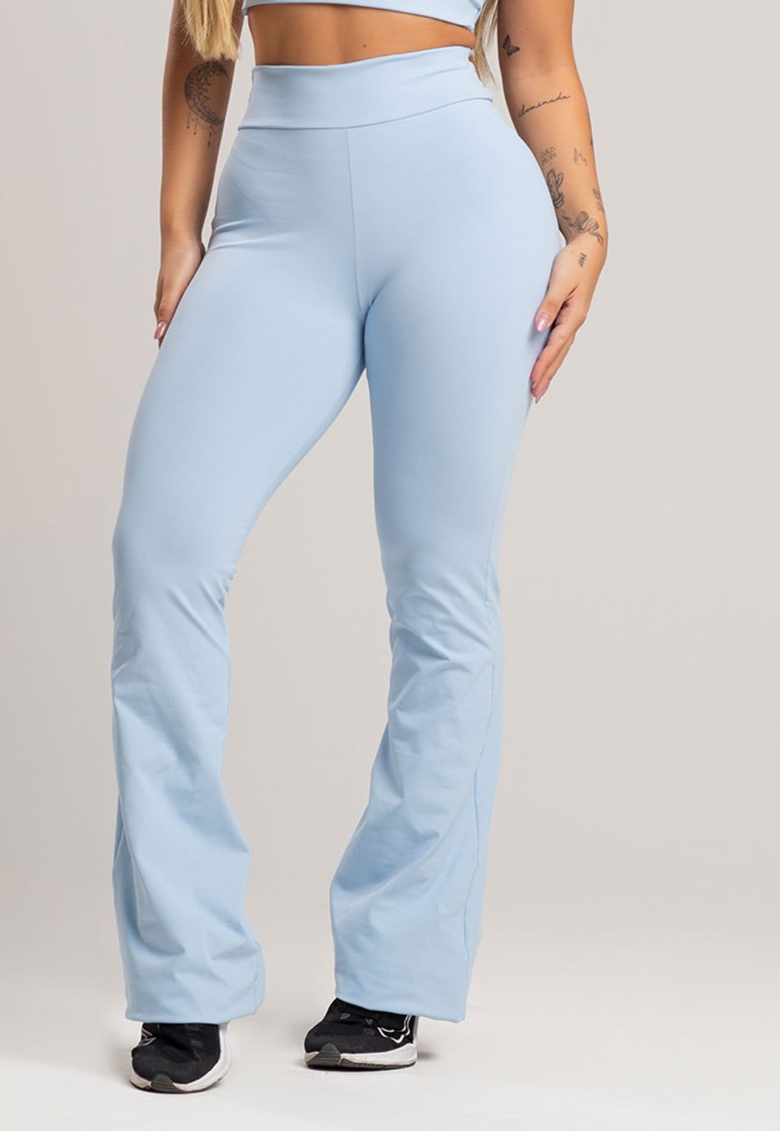 Calça MVB Modas Flare Pantalona Poliamida Céu