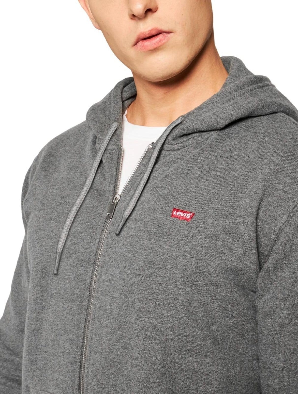 Vista 2 Moletom Levis Masculino Full Zip Hoodie Icon Cinza Mescla Levis azul marinho