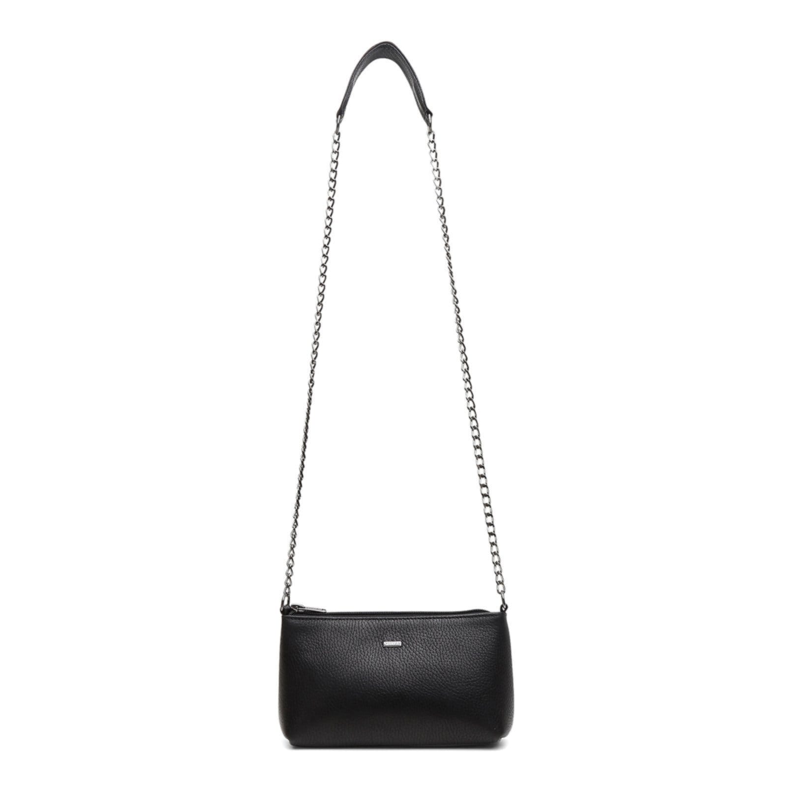 Vista 2 Bolsa Feminina Vittal Clutch Annelise em Couro Alça Corrente USE VITTAL preto