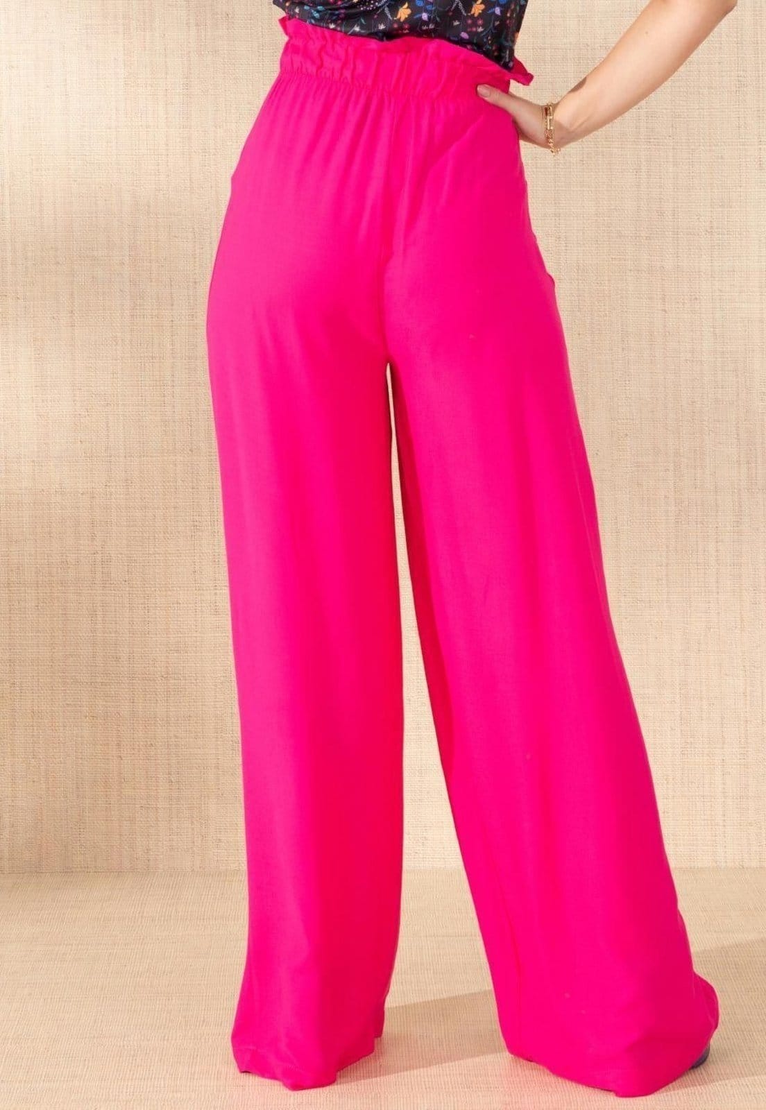 Vista 2 Calça Clochard Em Viscose Plana Quintess rosa