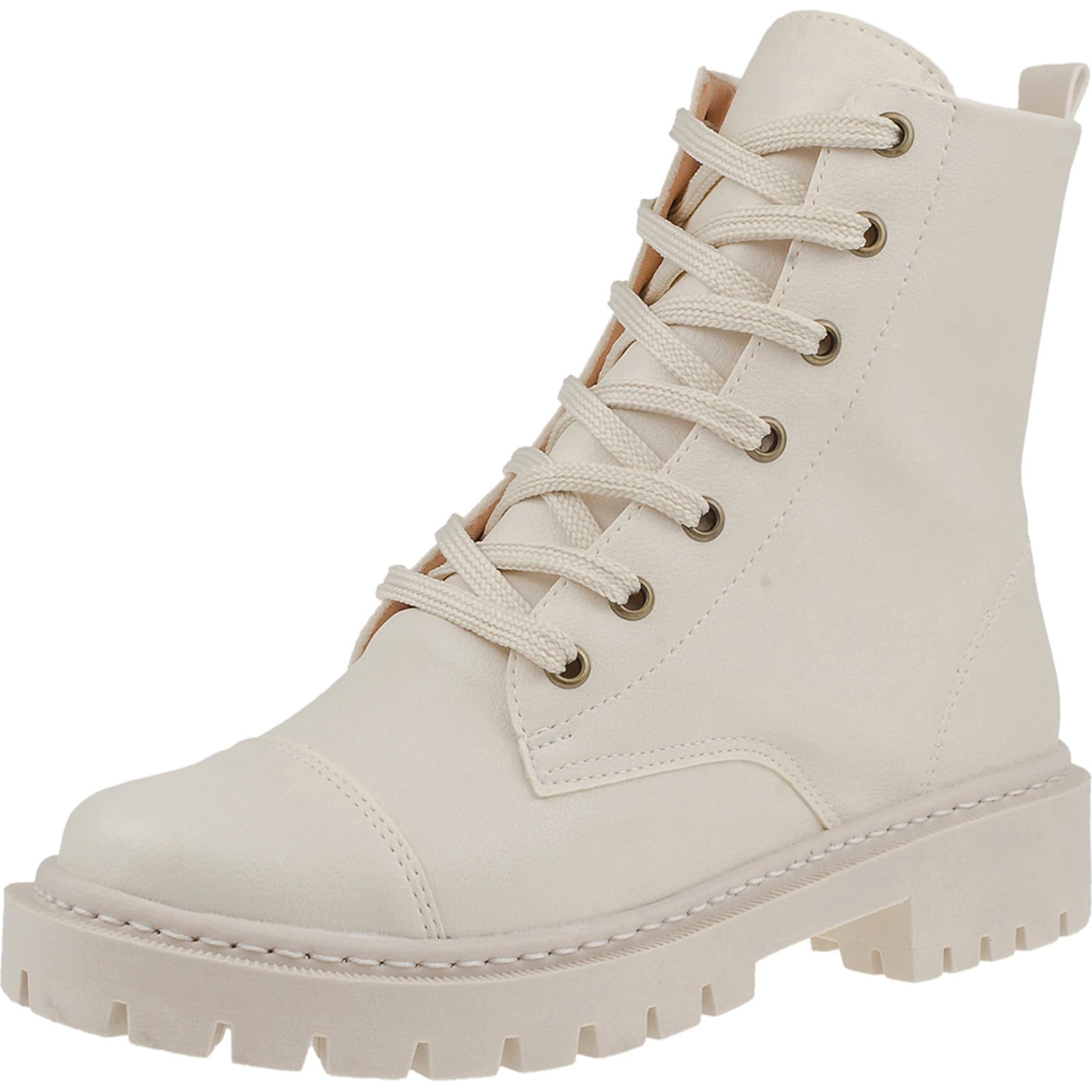 Bota Coturno Feminino Tratorada Confort Blogueira Off White
