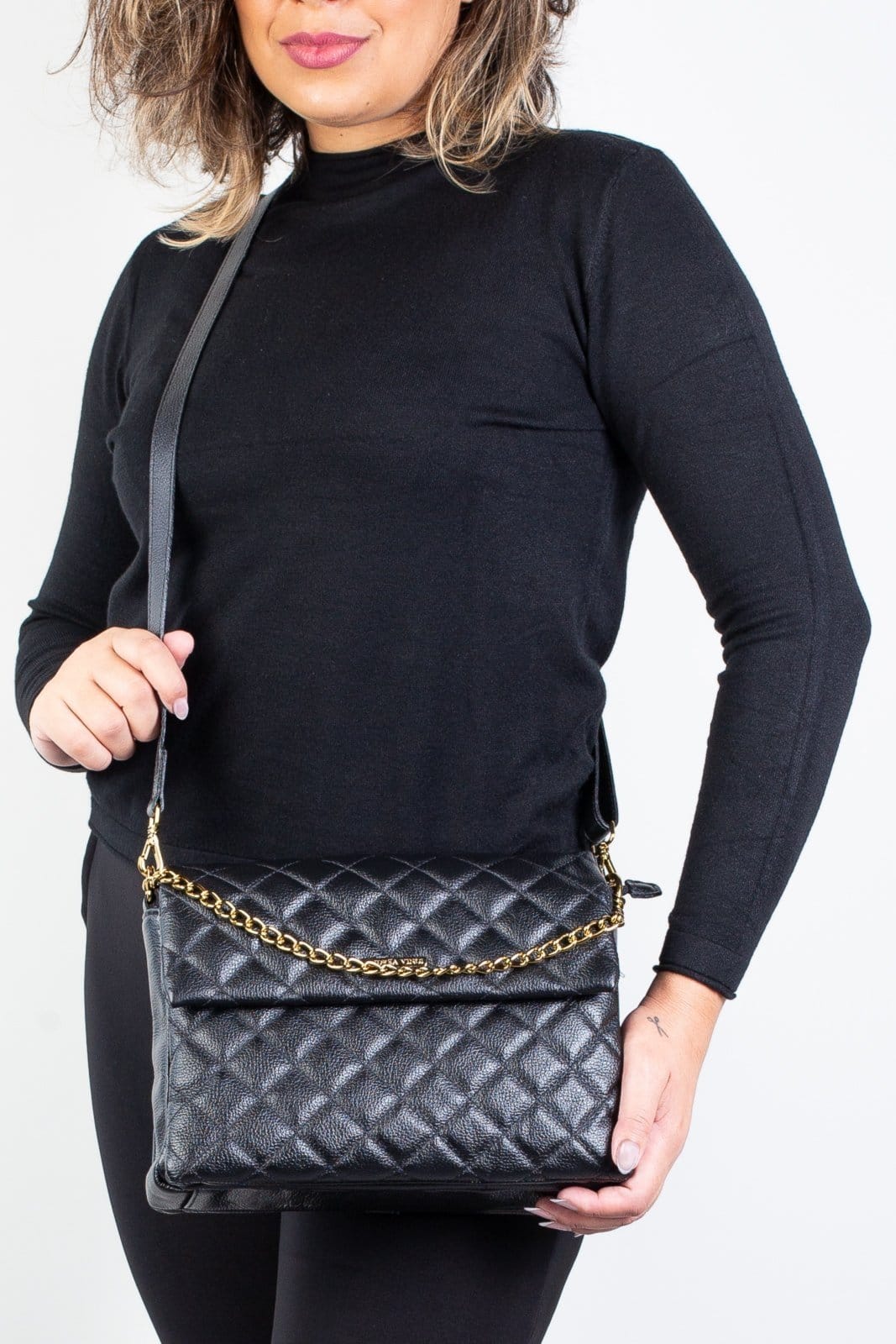 Bolsa Andrea Vinci Grande De Couro Matelassê Giorgia