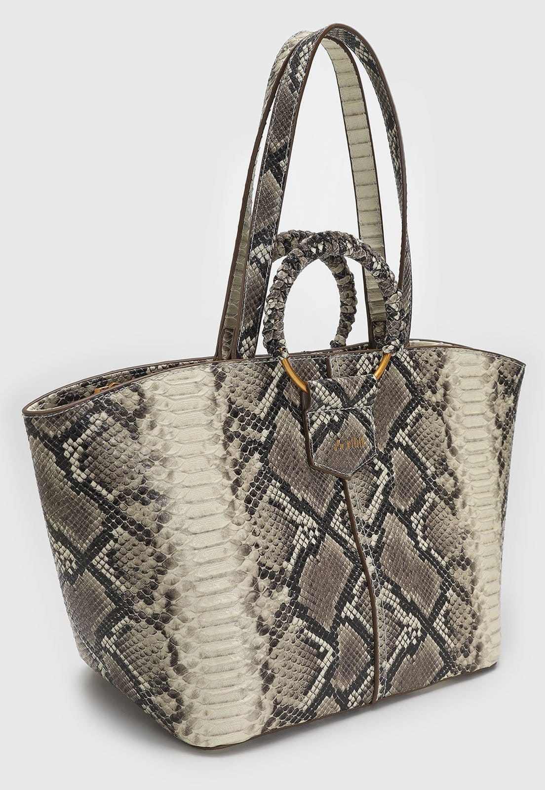 Vista 2 Bolsa Feminina Santa Lolla Animal Print Cobra Santa Lolla bege