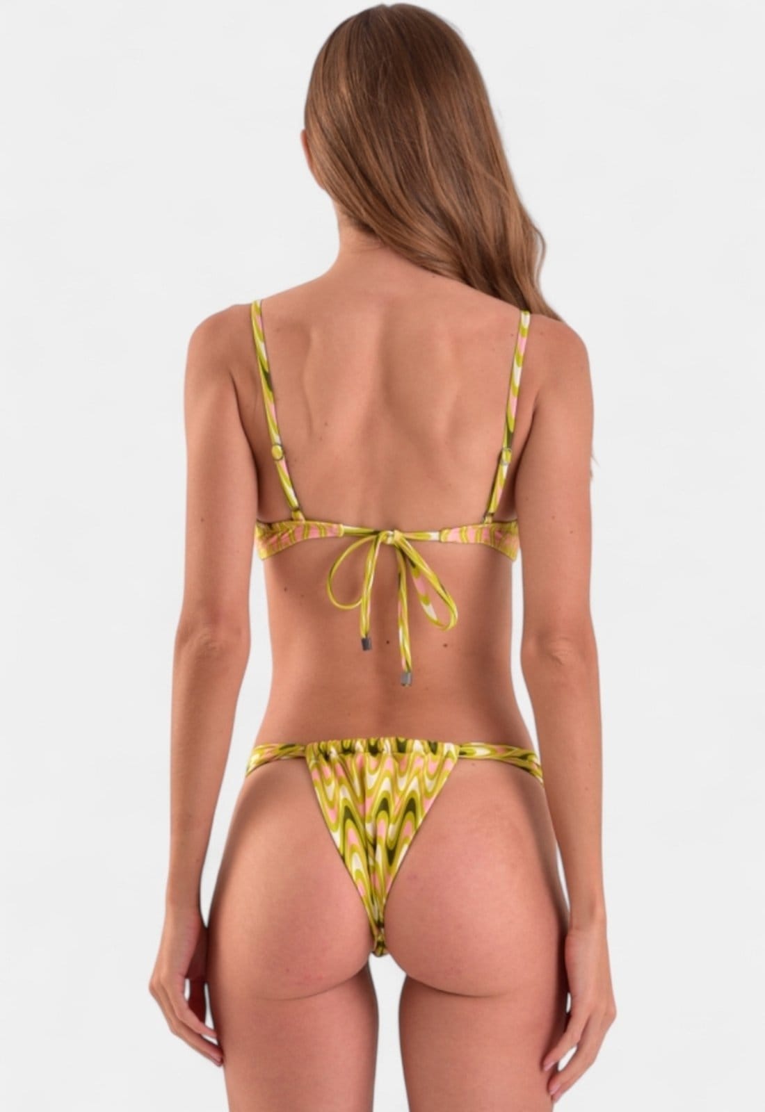 Vista 2 Biquíni Areia Branca Baly Frente Única Nó Zig Zag Areia Branca verde