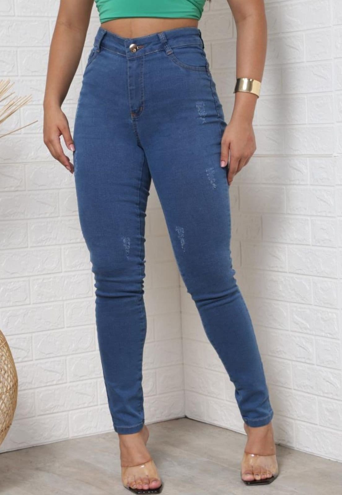 Calça Jeans Feminina Skinny Linha Comfortavel Com Detalhes Puidos -INSIDE JEANS