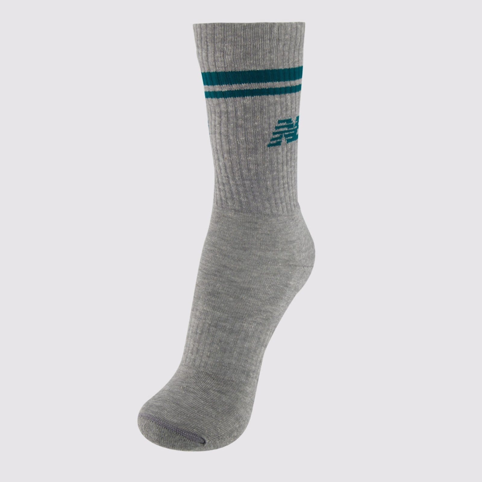 Meia New Balance Cano Alto Cinza e Verde