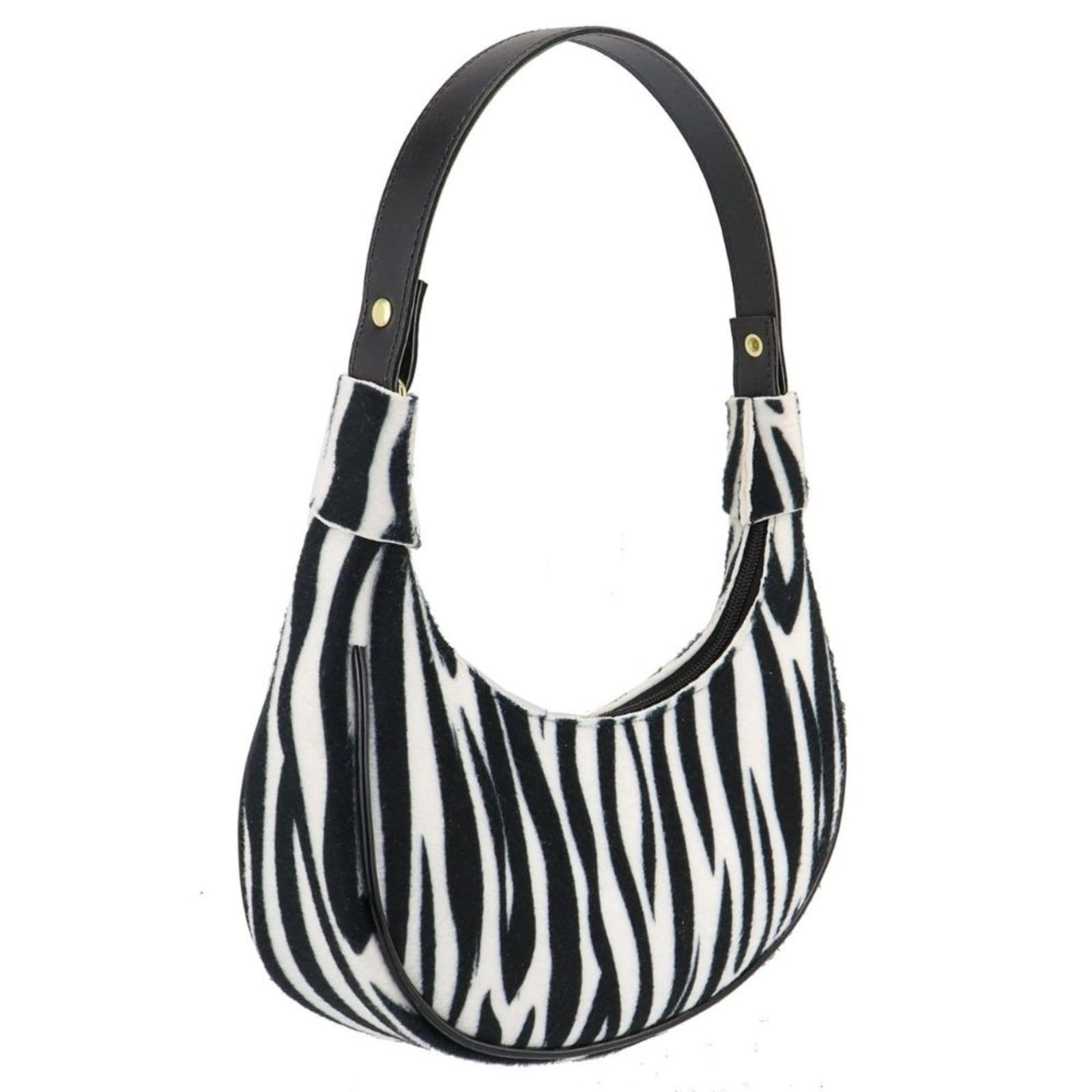 Vista 2 Bolsa Feminina Anna Andrade Bolsa Casual De Ombro Cluth Meia Lua Animal Print Anna Andrade zebra