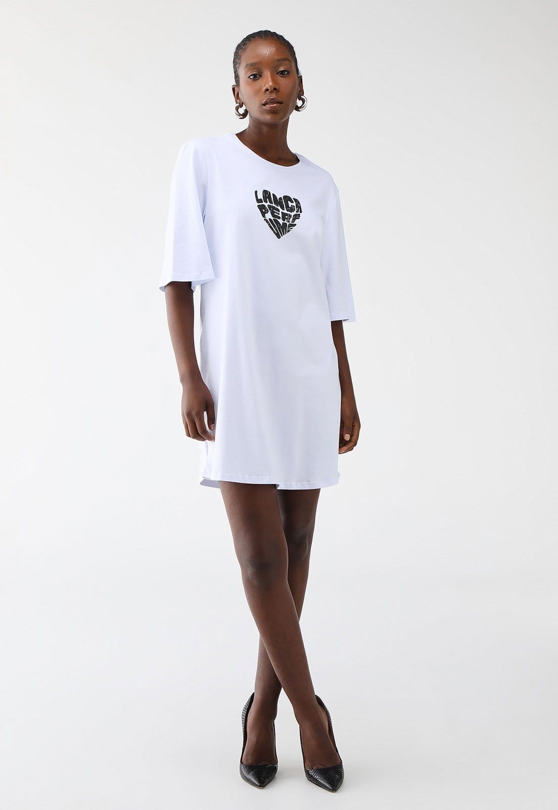 Vista 2 Vestido Lança Perfume Oversized Logo Branca Lança Perfume branco