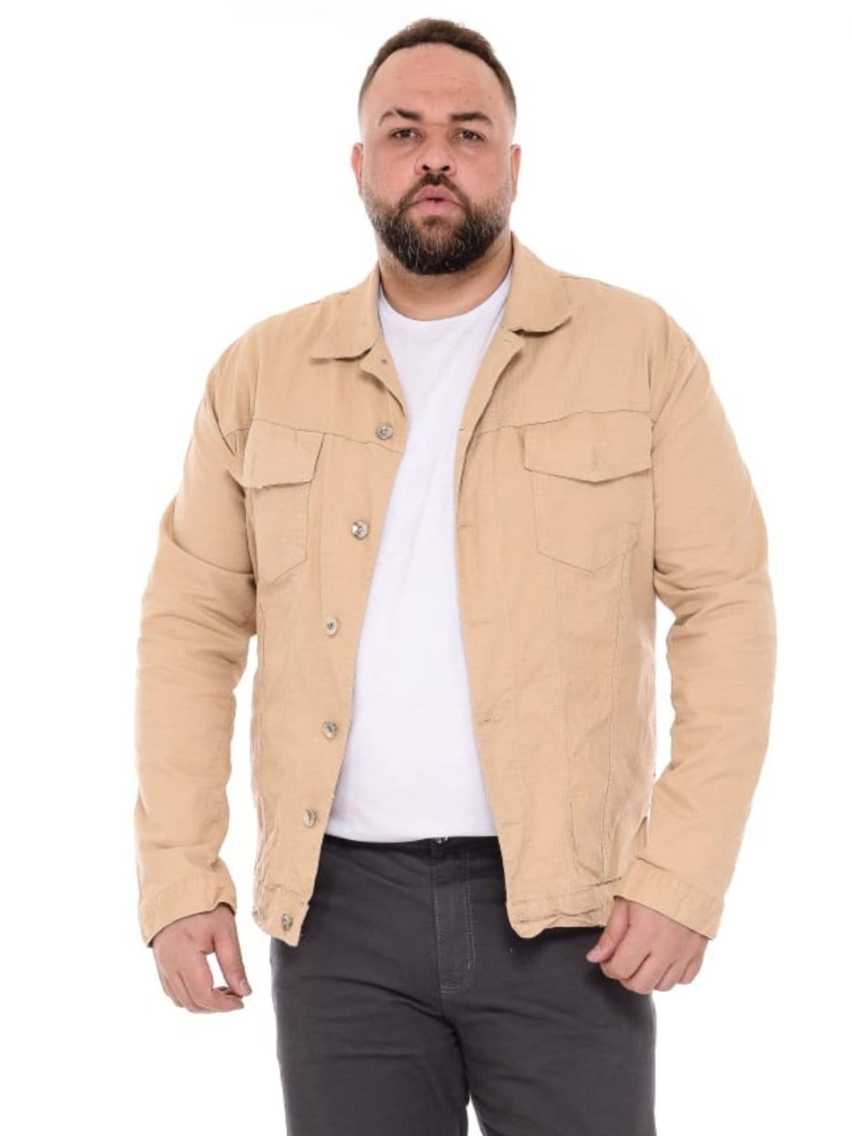 Jaqueta Masculina Plus Size Sarja Creme