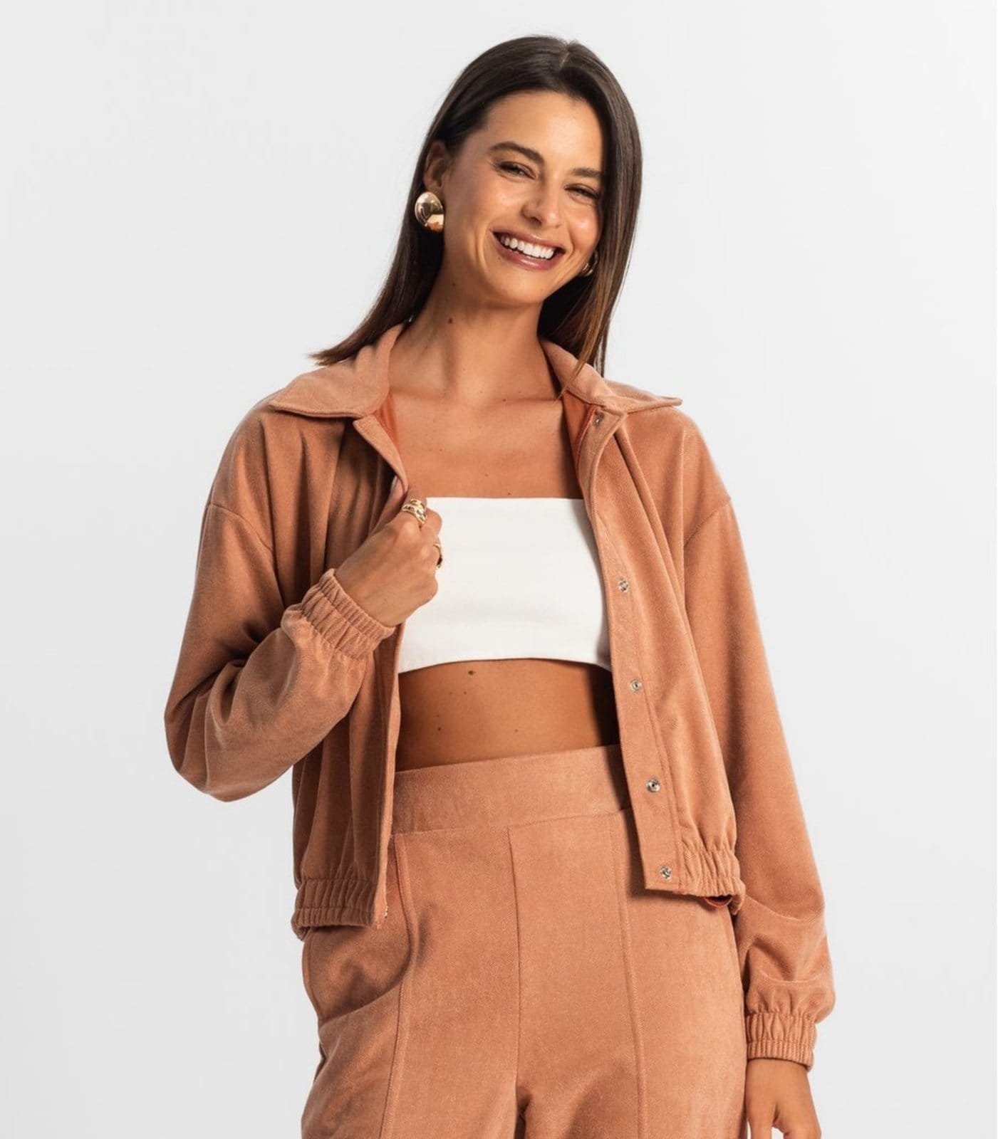 Vista 2 Jaqueta Suede Feminina Rovitex Rovitex marrom