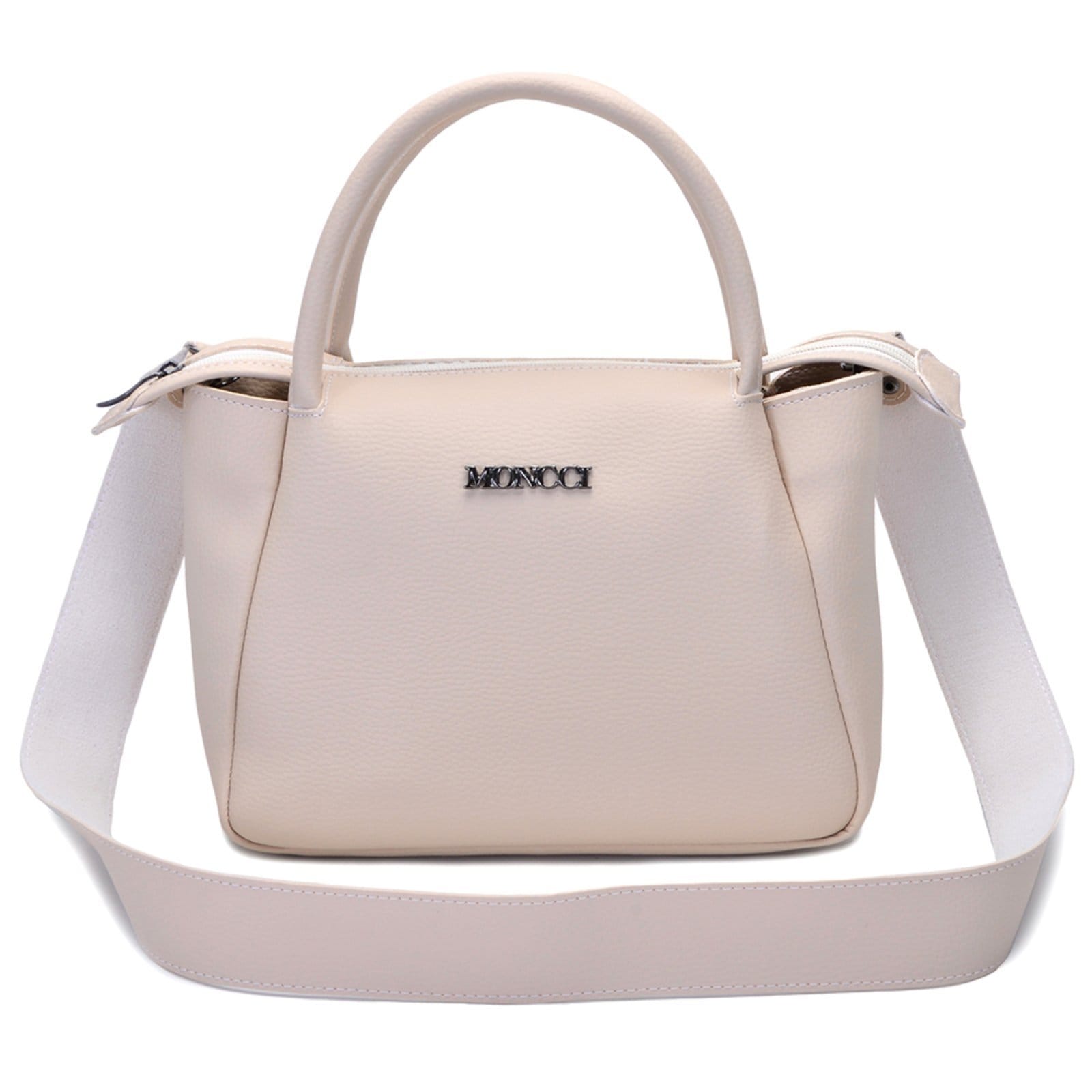Vista 2 Bolsa Feminina Moncci Média Transversal Forrada Cancun Marfim MONCCI bege/branco/off-white
