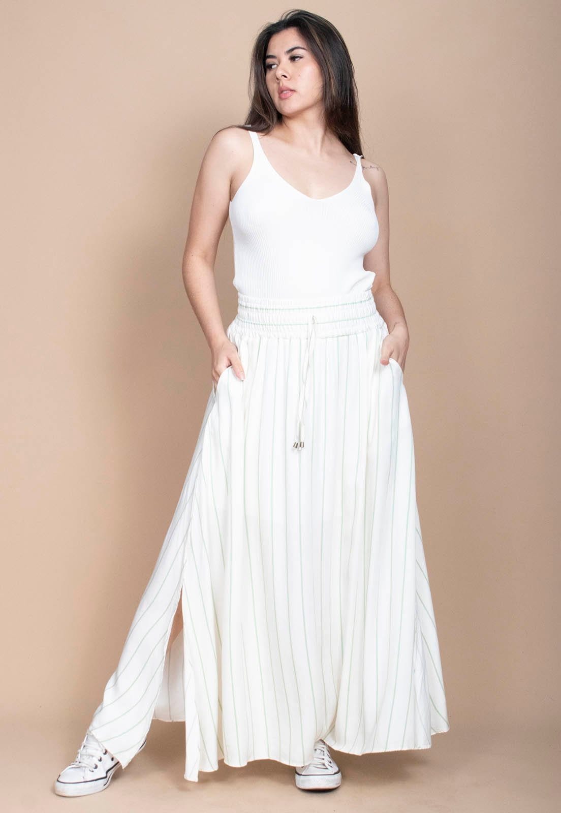 Saia Longa Cabanafree Viscose Brisa Marinha