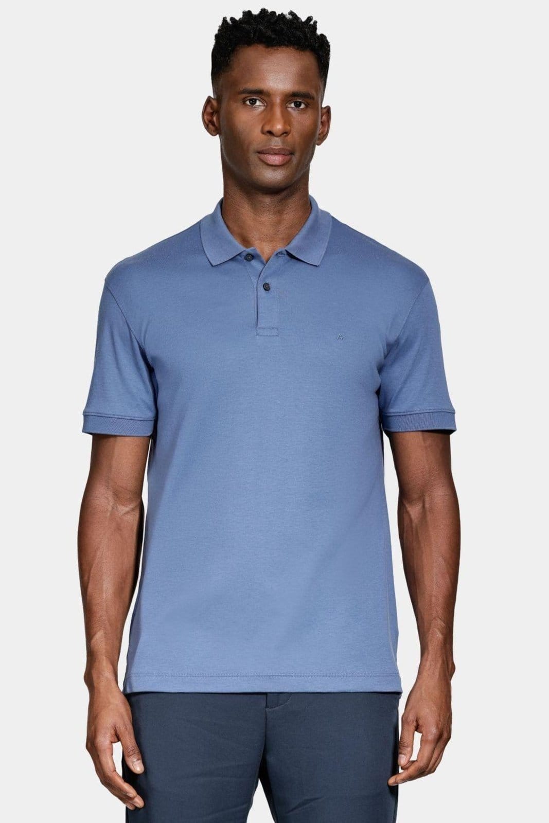 Polo Aramis Manga Curta Interlock Pima Atlantico