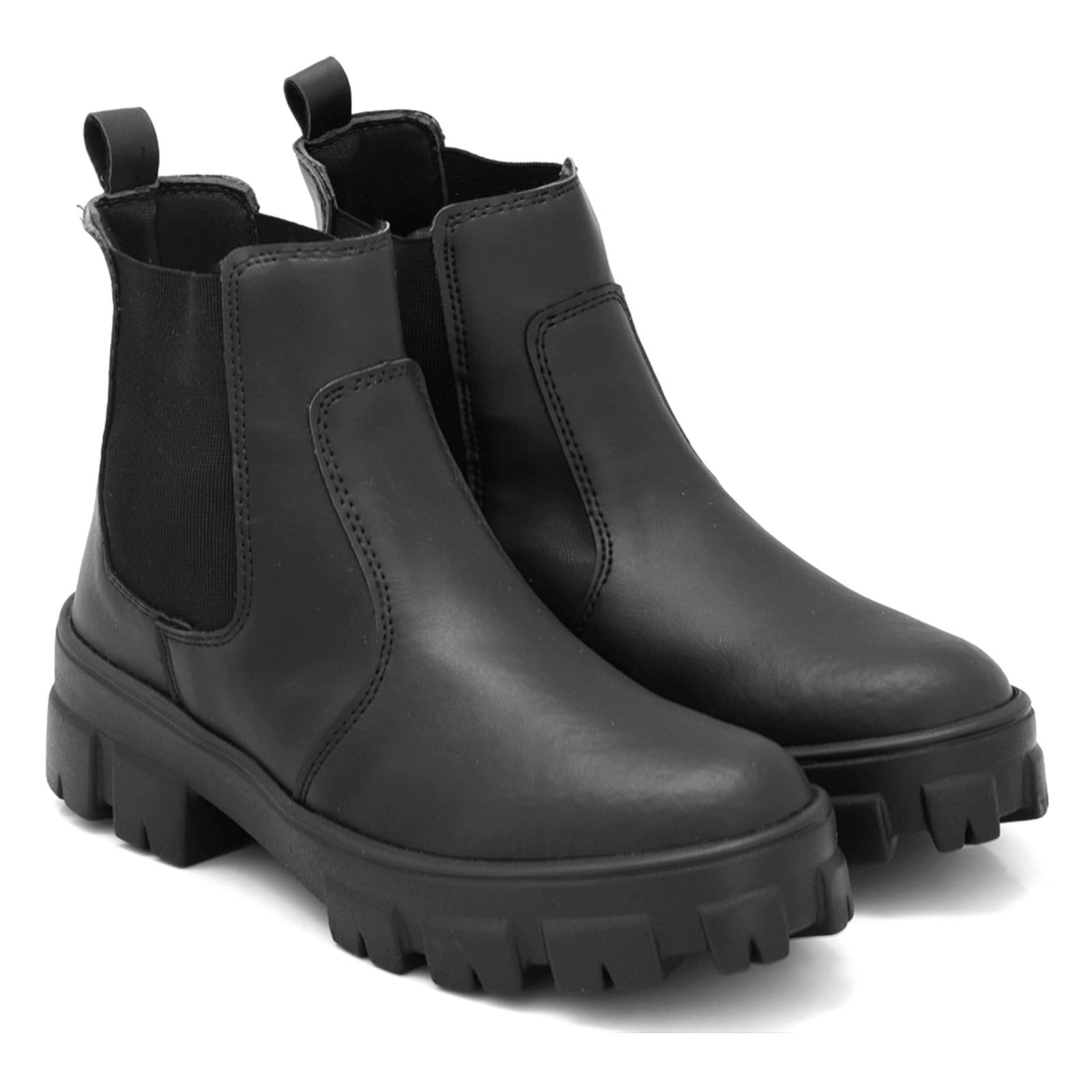 Vista 2 Bota Coturno Chelsea Tratorado Feminino com Elástico ROMEU E JULIETA SHOES preto