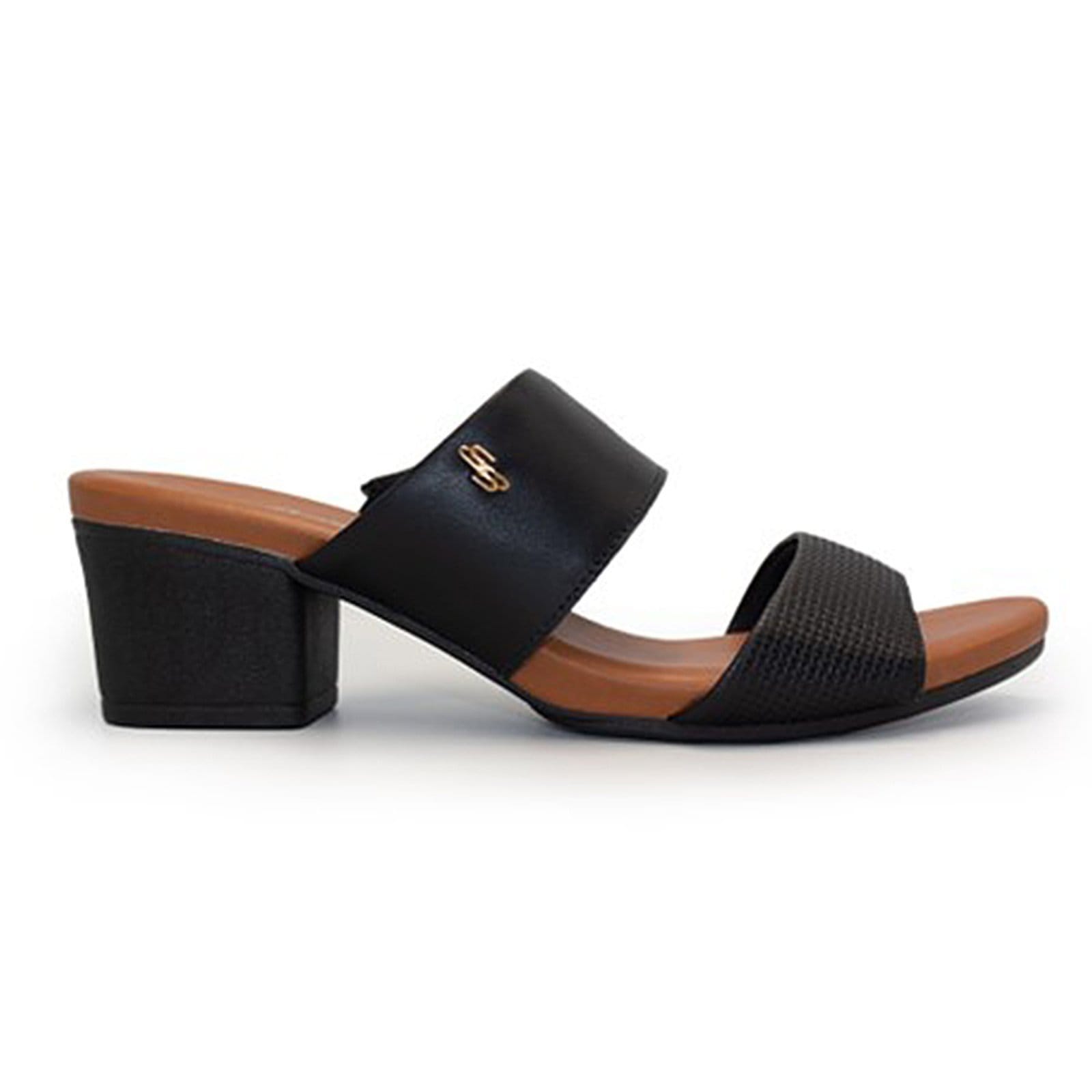 Tamanco Feminino Usaflex Salto Bloco Duas Tiras Conforto