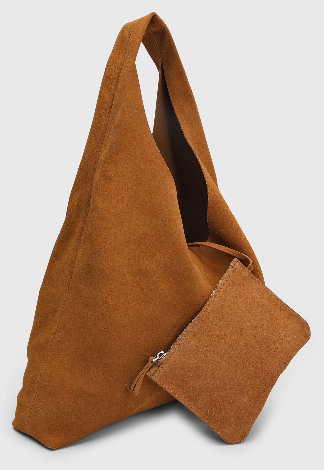 Vista 2 Kit Bolsa Grande Feminina Arezzo e Necessaire Removível Arezzo caramelo