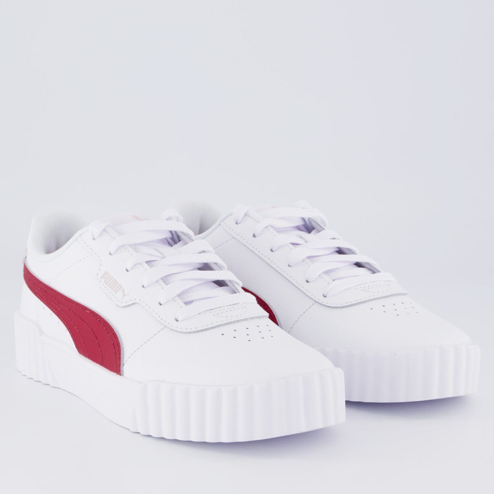 Vista 2 Tênis Puma Carina 3.0 Feminino e Vermelho Puma branco